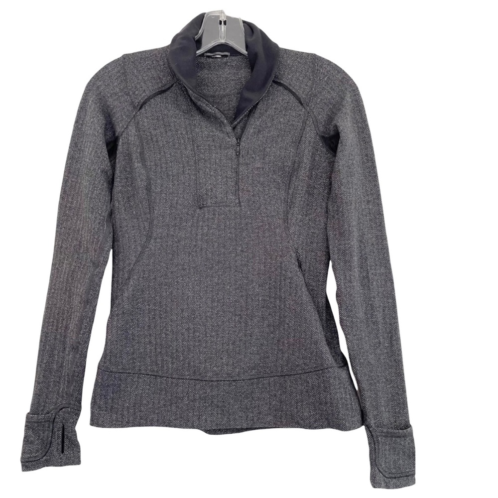 Lululemon Think Fast Pullover Running 4 Gray Herringbone